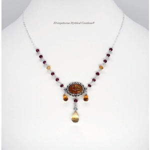 Citrine, Garnet and Baltic Amber Necklace