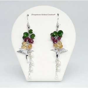 Multi Gemstone Hummingbird Earrings