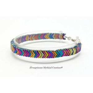 Rainbow Hematite Chevron Bracelet