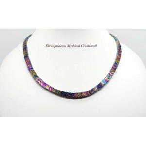 Rainbow Hematite Chevron Necklace
