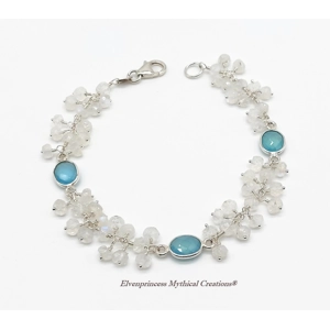 Blue Chalcedony and Rainbow Moonstone Bracelet