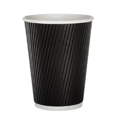12oz Black Ripple Cups (Pack size 500)