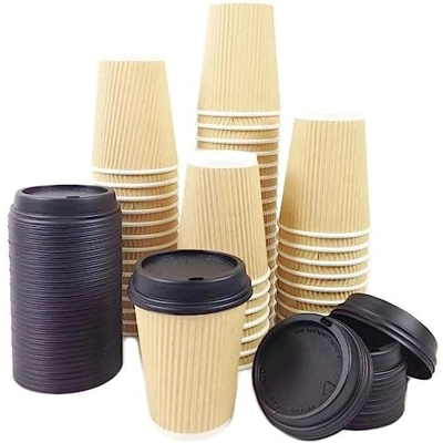 2000 Kraft ripple cups and black Lids 2000 Kraft ripple cups and black Lids