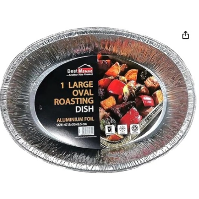Large Oval Aluminium foil Roasting (L 47 X W 35 X H 8.5 CM) (Pack of 50) Large Oval Aluminium foil Roasting (L 47 X W 35 X H 8.5 CM) (Pack of 50)
