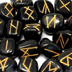 Black Agate Runes Stone..
