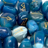 Blue Onyx Runes Stone Set in..