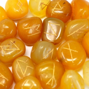 Yellow Onyx Runes Stone..