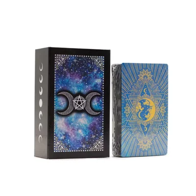 Blue Foil Tarot Card Set - Moon Face - with booklet Blue Foil Tarot Card Set - Moon Face - with booklet