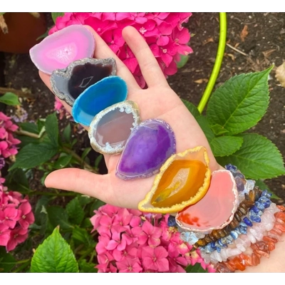 Agate Slice Crystal Slice Gemstone Slice Rainbow Agate Elf