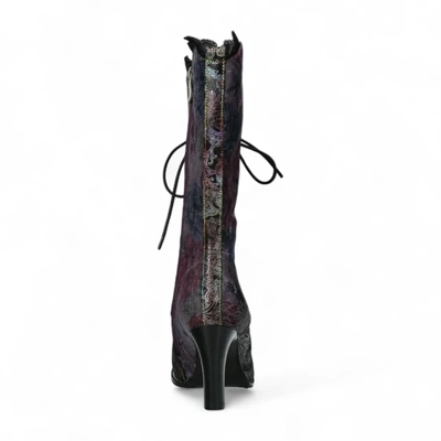 Laura Vita Alcbane 0351 Violet Floral Womens Gothic Victorian Leather Heeled High Boots Laura Vita Alcbane 0351 Violet Floral Womens Gothic Victorian Leather Heeled High Boots