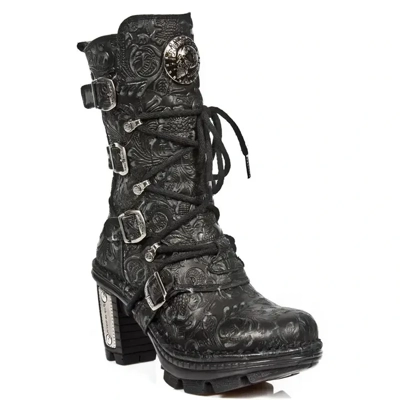 New Rock Ladies Floral Gothic Leather Boots- NEOTR005-S25