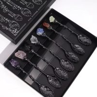 Set of 7 Dark Silver Gemstone Crystal ..