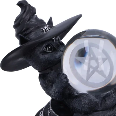 Cult Cuties Purrah Witch Cat Ornament Holding a Crystal Ball