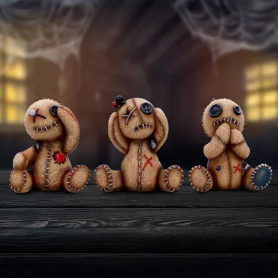 Three Wise Voodoo Doll Collectible Figurines 8cm Three Wise Voodoo Doll Collectible Figurines 8cm