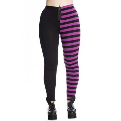 BANNED APPAREL Half Black Half Stripes Leggings BANNED APPAREL Half Black Half Stripes Leggings