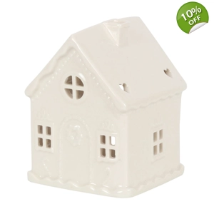 White Gingerbread House Teal..