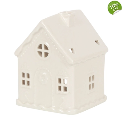 White Gingerbread House Tealight Holder