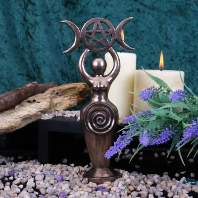 Triple Goddess Figurine Bronzed Wiccan Idol Ornament Triple Goddess Idol 20cm