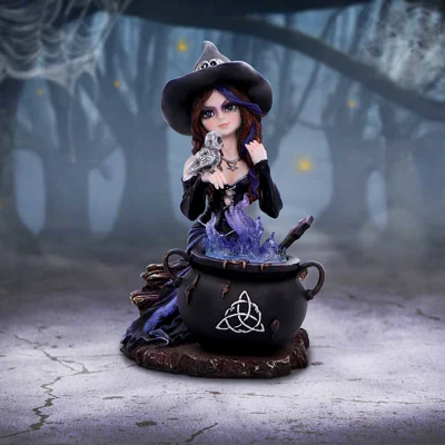 Alvina Witch Figurine with Owl and Cauldron Alvina Witch Figurine with Owl and Cauldron