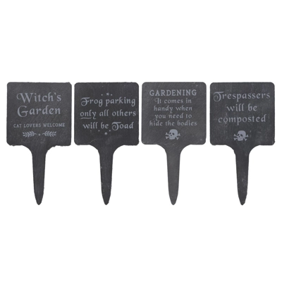 Gothic Garden Signs - Set of 4 Slate Signs