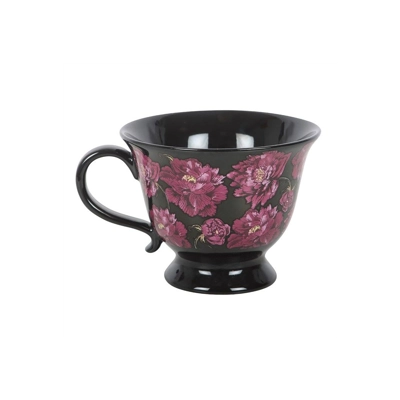 Dark Romance Tea Set - Two Elegant Teacups and a Black Rose Trinket Dish