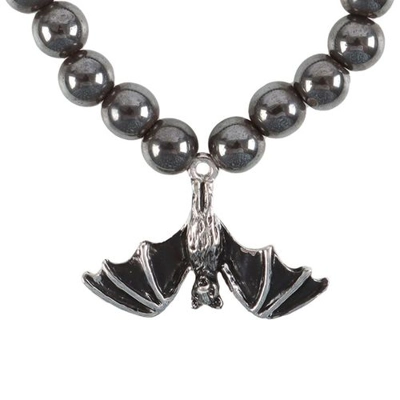 Hanging Bat Hematite Charm Bracelet Hanging Bat Hematite Charm Bracelet