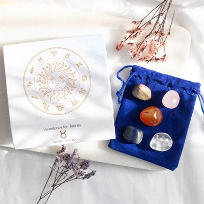 12 Zodiac Crystal Tumblestone Sets