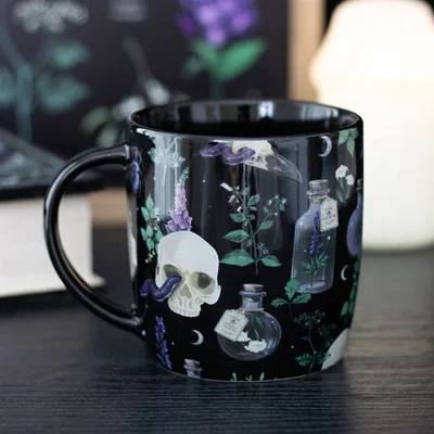 Venom and Vines Gothic Snake Mug | Dark Nature Print Cup