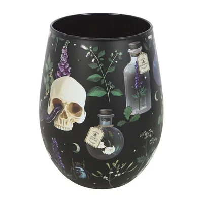 Venom and Vines Botanical Print Stemless Wine Glass
