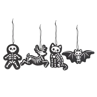 Set of 4 Black Creepy Skeleton Cookie Ornaments Set of 4 Black Creepy Skeleton Cookie Ornaments