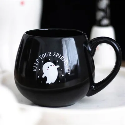 Keep Your Spirits Up Cute Rounded Ghost Coffee Mug Keep Your Spirits Up Cute Rounded Ghost Coffee Mug
