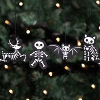 Set of 4 Black Creepy Skeleton Cookie ..