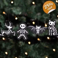Set of 4 Black Creepy Skelet..