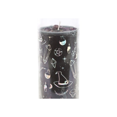 Crystal Witch Jasmine Tube Candle with Amethyst Chips Crystal Witch Jasmine Tube Candle with Amethyst Chips