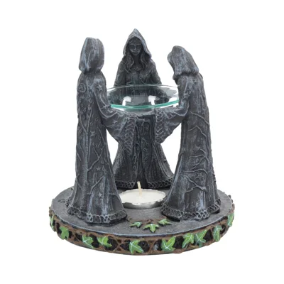 Pagan Magik Circle Triple Moon Oil Burner. (16cm)
