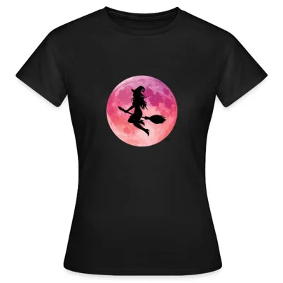 Pink Moon Night Flight Silhouette Women's T-Shirt by Ceridwen Mystics
