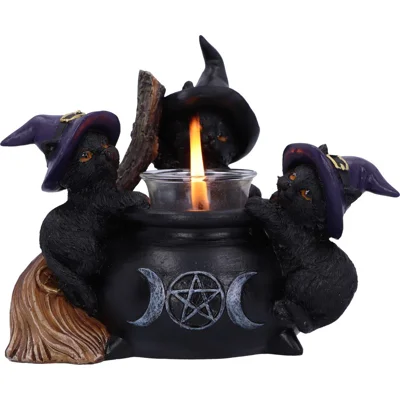 Familiar Cauldron Black Cat Candle Holder 12.5cm Familiar Cauldron Black Cat Candle Holder 12.5cm
