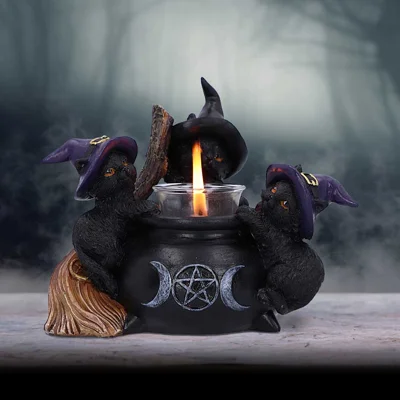 Familiar Cauldron Black Cat Candle Holder 12.5cm Familiar Cauldron Black Cat Candle Holder 12.5cm