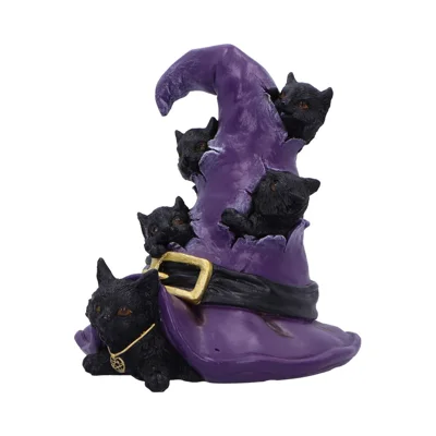 Magical Mischief Witch Hat and Black Cats Figurine 14cm Magical Mischief Witch Hat and Black Cats Figurine 14cm