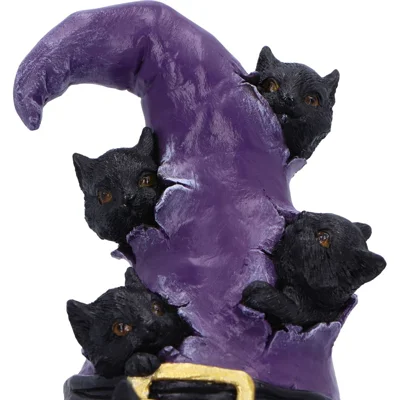 Magical Mischief Witch Hat and Black Cats Figurine 14cm Magical Mischief Witch Hat and Black Cats Figurine 14cm