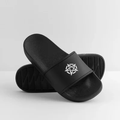 Gothic White Pentacle Men’s Pool Sliders by Ceridwen Mystics