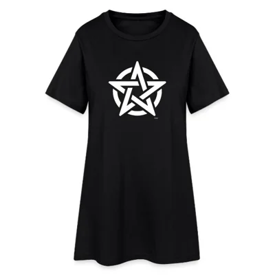 Gothic White Pentacle Women’s T-Shirt Dress by Ceridwen Mystics