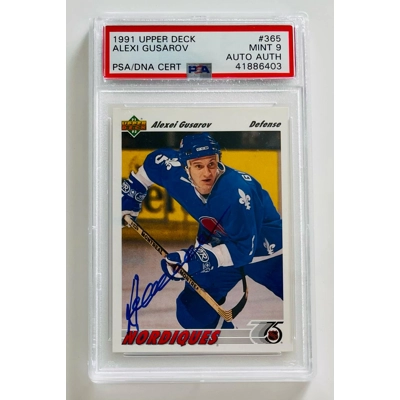 NHL NORDIQUES QUEBEC 1991 UPPER DECK #365 SIGNED by ALEXI GUSAROV and PSA/DNA CERTIFIED
