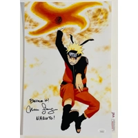 MAILE FLANAGAN SIGNED NARUTO 11x17 POSTER & JSA CERTIFIED COA