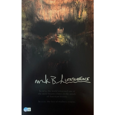THE TEXAS CHAIN SAW MASSACRE LEATHERFACE 11x17 POSTER SIGNED by MARK BURNHAM and BECKETT CERTIFIED THE TEXAS CHAIN SAW MASSACRE LEATHERFACE 11x17 POSTER SIGNED by MARK BURNHAM and BECKETT CERTIFIED