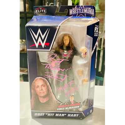 WWE|WWF WRESTLEMANIA FIGURE ELITE COLLECTION SIGNED by BRET "THE HITMAN" HART and BECKETT CERTIFIED WWE|WWF WRESTLEMANIA FIGURE ELITE COLLECTION SIGNED by BRET "THE HITMAN" HART and BECKETT CERTIFIED