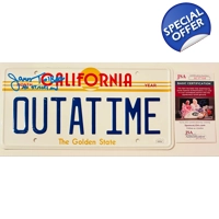 JAMES TOLKAN SIGNED BACK TO THE FUTURE LICENSE PLATE & JSA CERTIFIED*
