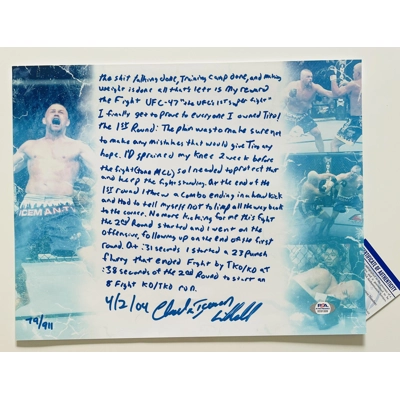 CHUCK LIDDELL SIGNED UFC 11x14 LIMITED POSTER /911 & PSA CERTIFIED COA