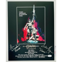 SANDAHL BERGMAN & BEN DAVIDSON SIGNED CONAN THE BARBARIAN 11x14 POSTER & JSA COA