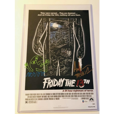 FRIDAY THE 13TH JASON VOORHESS 11x17 POSTER SIGNED by ARI LEHMAN w/sketch and BECKETT CERTIFIED